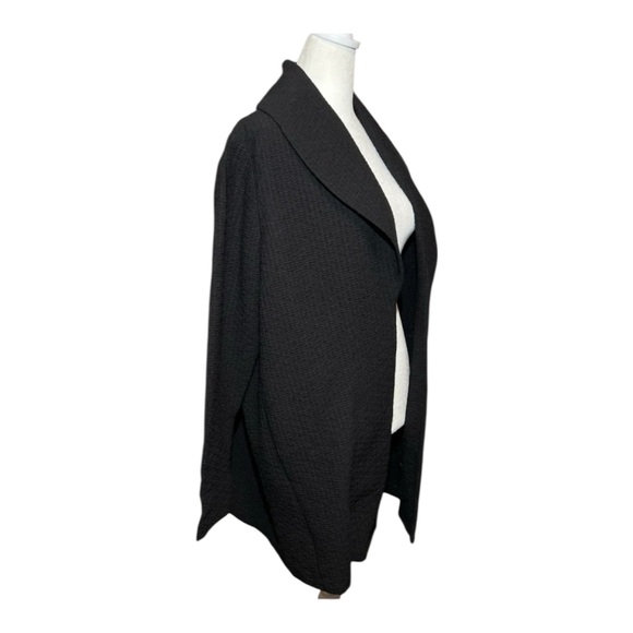 Eileen Fisher Black Shawl Collar Open Jacket Textured Pockets Excellent Size L - Picture 6 of 11